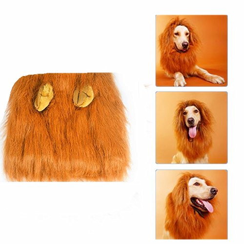 Xbes Pet Costume Lion Mane Wig with Ears Dog Fancy Dress Clothes Halloween Christmas Gift(Brown) - Image 4