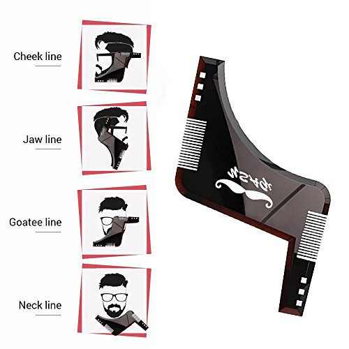 Beard Shaping Tool Template, YSAGi Beard Styling Comb for Line Up and Edging, Men s Facial Hair Style Stencil (Brown)