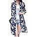 Vintage Women Girls Floral Print Long Loose Kimono Jacket Coat Cardigan Blouses (Large, Blue01)