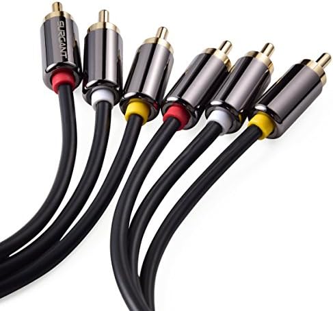 SURGANT 3RCA Audio Video Composite cable 3RCA-3RCA AV Component R/W/Y Cable for VCR, DVD, HD-TV and Other Home Theater Audio/Video Equipment 10FT/3M