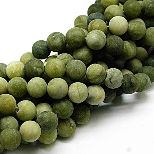 Perlin Natural Gemstone Beads Set, Taiwan Jade 6mm, 18 Pieces, Green, Stone, Round, Beads