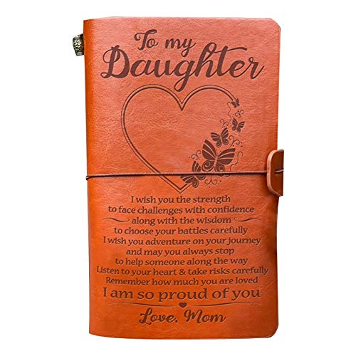 Weforu Daughter Journal Notebook, to My Daughter Leather Notebook Travel Diary from Mom for Christmas/Birthday/Gratuation Gift