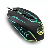 Uhuru Gaming Mouse Wired with 6 Programmable Button, 1200/1600/2400/3200 DPI Level, 7 Color Led Ergonomic MMO Computer Gaming Mouse for PC Laptop
