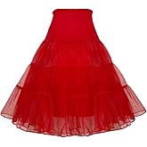 Stpraintol 1950s Women's Vintage Petticoat Knee-Length Tulle Skirt Crinoline Half Slip.