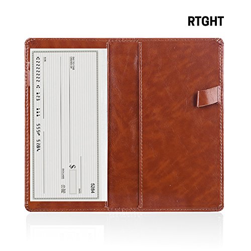 Leather Checkbook Cover Holder with Free Divider-Right and Left Handed Design Checkbook Cover Case for Men&Women