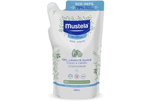 Mustela Refil Gel Lavante Suave 400ml - Sabonete Líquido Corpo e Cabelo para bebês e crianças – feito com 93% de ingredientes de origem natural - Mustela Bebê e Criança