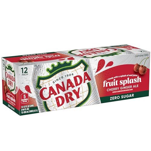CANADA DRY ZERO SUGAR CHERRY GINGERALE FRUIT SPLASH 12OZ, PACK OF 12