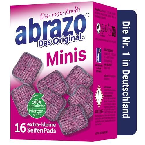 abrazolino - 16 almohadillas de limpieza para ollas, barbacoa, horno, esponja de limpieza con jabón vegetal vegano, esponja de cocina, esponja de limpieza
