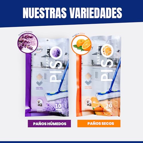 100 Paños Secos Ezee Glider | Sustituto Barrido Tradicional - Atrapa Polvo y Pelo | Repuestos de Paños de Limpieza Aroma Cítrico | Limpian Madera, Azulejo y Linóleo | Compatibles con Cualquier Baston