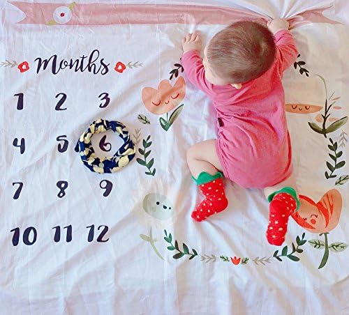 F.P. Newborn Baby Monthly Milestone Blanket | Photography Backdrop Photo Prop Prefect for Newborn Boy & Girl Infant Best Memories - Birthday Christmas Party - New Mom Baby Shower Gift (Colorful)
