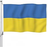 YongFoto Ukrainian Flag 2.5x4ft Double Sided Vibrant Colors Ukrain Flags for Outdoors Celebration Porch Decor Ukrainian National Flags with 2 Sturdy Grommets Precision Machine Stitched 100% Polyester