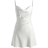 CIDER Women Summer 2025 Wedding Guest Cocktail Dresses Solid Satin Cowl Neck Cami Mini Dress