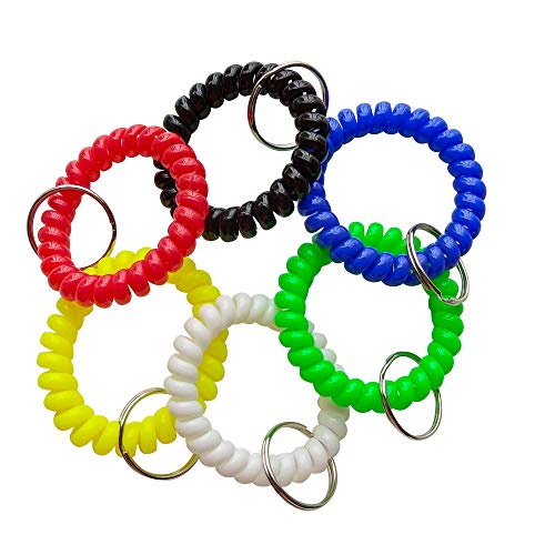 Wrist Keychain - Spring Spiral Stretch Coil Wristband Key Ring Key Chain, for Gym, Pool, ID Badge,Keys