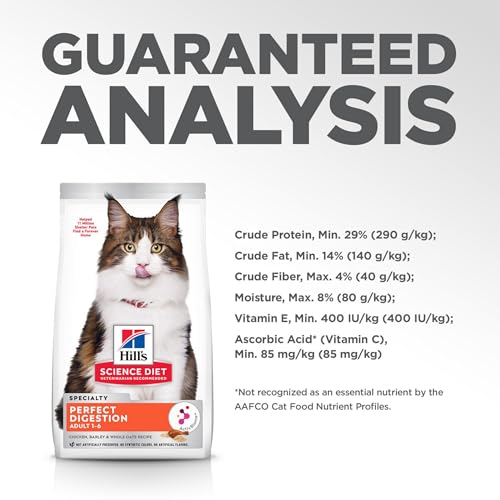 HILL’S SCIENCE DIET ADULT 1-6 PERFECT DIGESTION DRY CAT FOOD, CHICKEN, BARLEY, & WHOLE OATS, 3.5 LB. BAG
