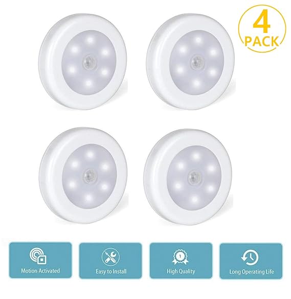 Foonii Pack de 4 Luces LED Sensores de Movimiento Sensor Automático
