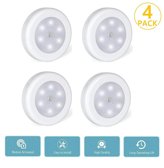 Foonii Pack de 4 Luces LED Sensores de Movimiento Sensor Automático