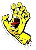 Santa Cruz Screaming Hand Skateboard Sticker - Approx 15cm high. Yellow skate surf snow bmx guitar