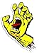 Santa Cruz Screaming Hand Skateboard Sticker - Approx 15cm high. Yellow skate surf snow bmx guitar