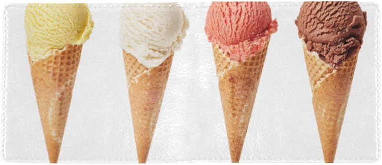 Summer Fashionice Cream Cones Cool Lether Business Card Coin Id Pouches Holder Travel Clutch Purse Money Clip Bifold Wallet Case for Girls Men and Women Front Pocket Checkbook