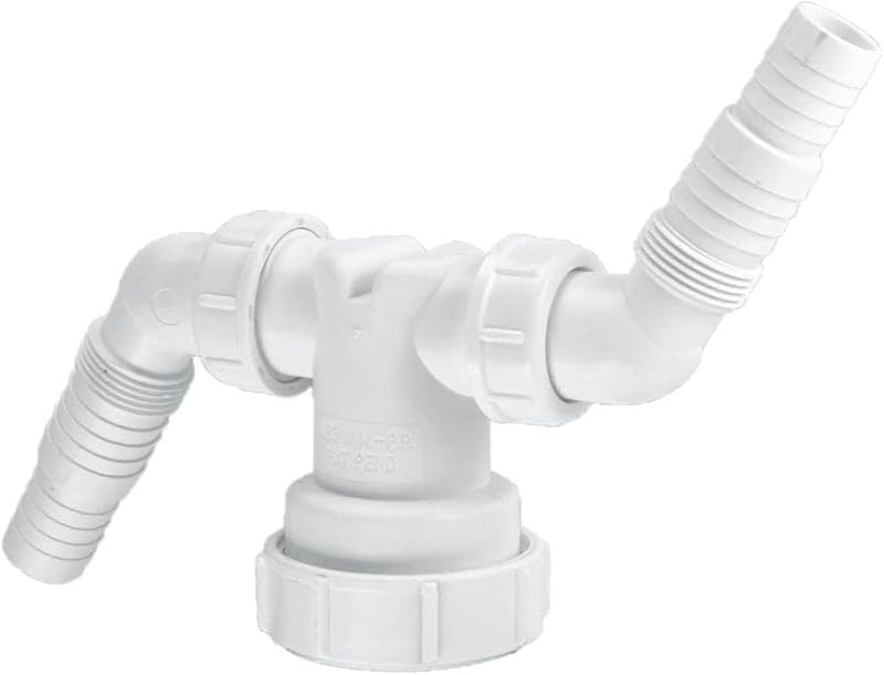 McAlpine V33WM Twin Waste Pipe Connector 32mm 40mm 2 Appliances White Swivel