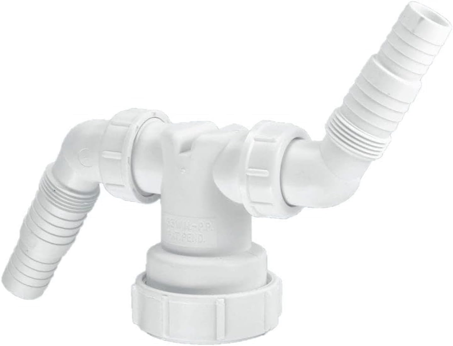McAlpine V33WM Twin Connector for Plumbing Two Domestic Appliances into Standpipe Trap - White - 135° Swivel Nozzles - Polypropylene - for 32 mm Waste Pipes & 40 mm Tubes