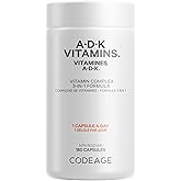 Codeage ADK Vitamin Supplement, Vitamin A, Vitamin D3 Cholecalciferol, Vitamin K1 & K2 (MK4 & MK7), 6-Month Supply A D K Vita