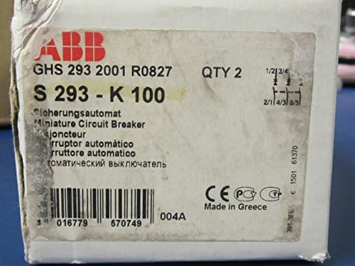 ABB Semiconductors AG , S293-K100, MINIATURE CIRCUIT BREAKERS 3P K 100A 480/277