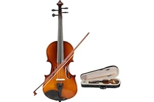 Chliste 1/8 Acoustic Beginner Violin, Solid Wood with Case Bow, Complete Set for Students, Natural Finish, 4 Strings
