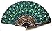Mintbon Silk Hand Fan with Green Sequins