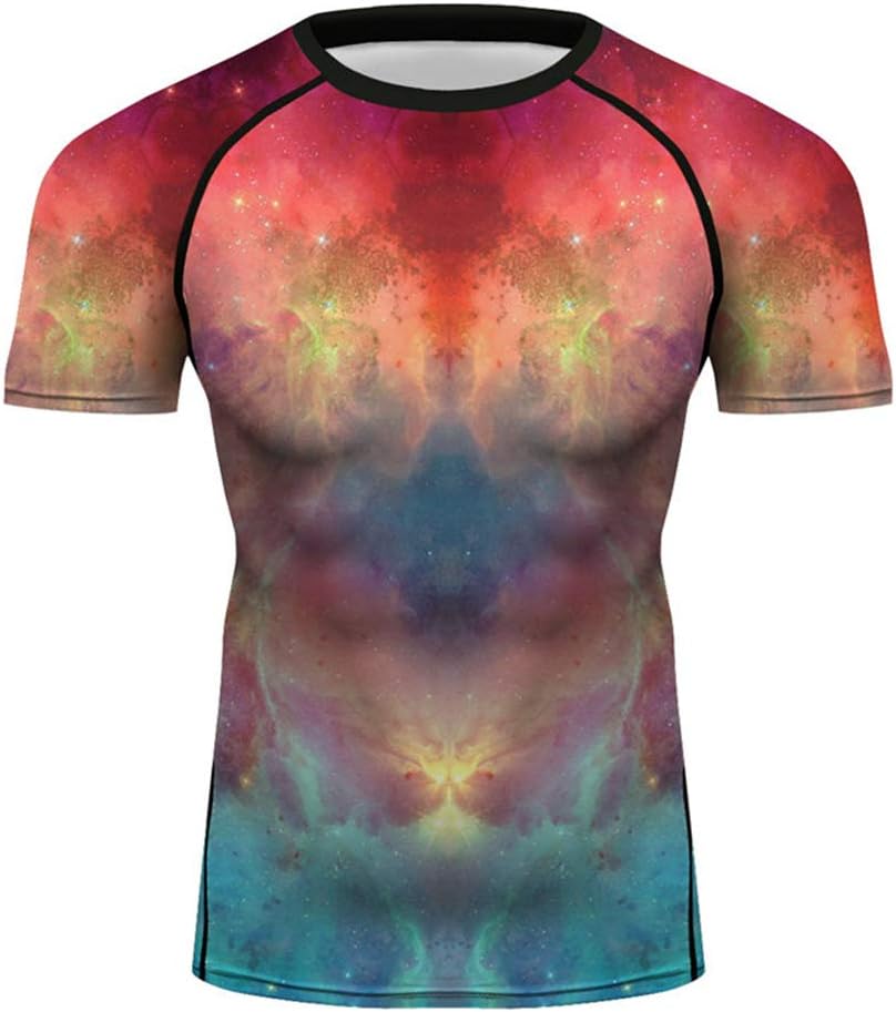 Men Full Printing Space Tee Top Brazilian Jiu-Jistsu Muay Thai No Gi Rash Guards