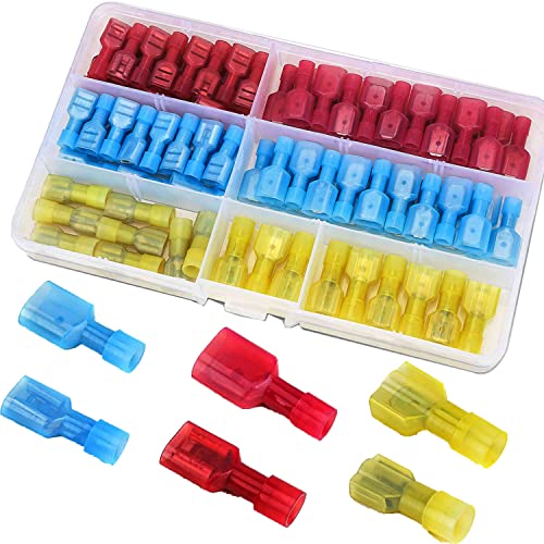 RUNCCI-YUN100Pcs Mâle/Femelle Connecteur de Terminaux de Fil,connecteur de Fil isolés,Connecteurs de câbles Cosses Isolés Electriques Branchement Rapide Borne à Sertir (Rouge Bleu Jaune)