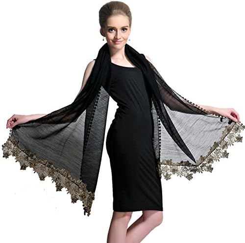 Fashion Scarves Air conditioning shawl Silk scarf Solid color lace women's fashion for fall winter sun scarf-E One Size