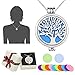 Wish House Tree of Life Necklace Aromatherapy Essential Oil Diffuser Necklace, Hypoallegenic Stainless Steel Locket with 24