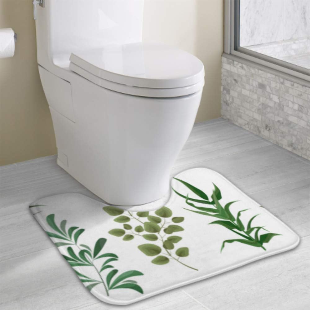 Eucalyptus Leaves Green Decoration Washable Bathroom Carpet