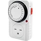 Generic 240V Mechanical Timer with Dual Outlet for Aquarium, Grow Light, Hydroponics, Indoor Lighting, Home Appliances, White, TM-M1/240