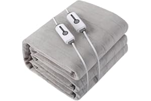 DUODUO Electric Heated Mattress Pad 60" * 80" Queen Size, Dual Control 4 Heating Levels & 10 Hours Auto Off, Soft Lightweight Sherpa Coral Fleece Bedspread - Gray