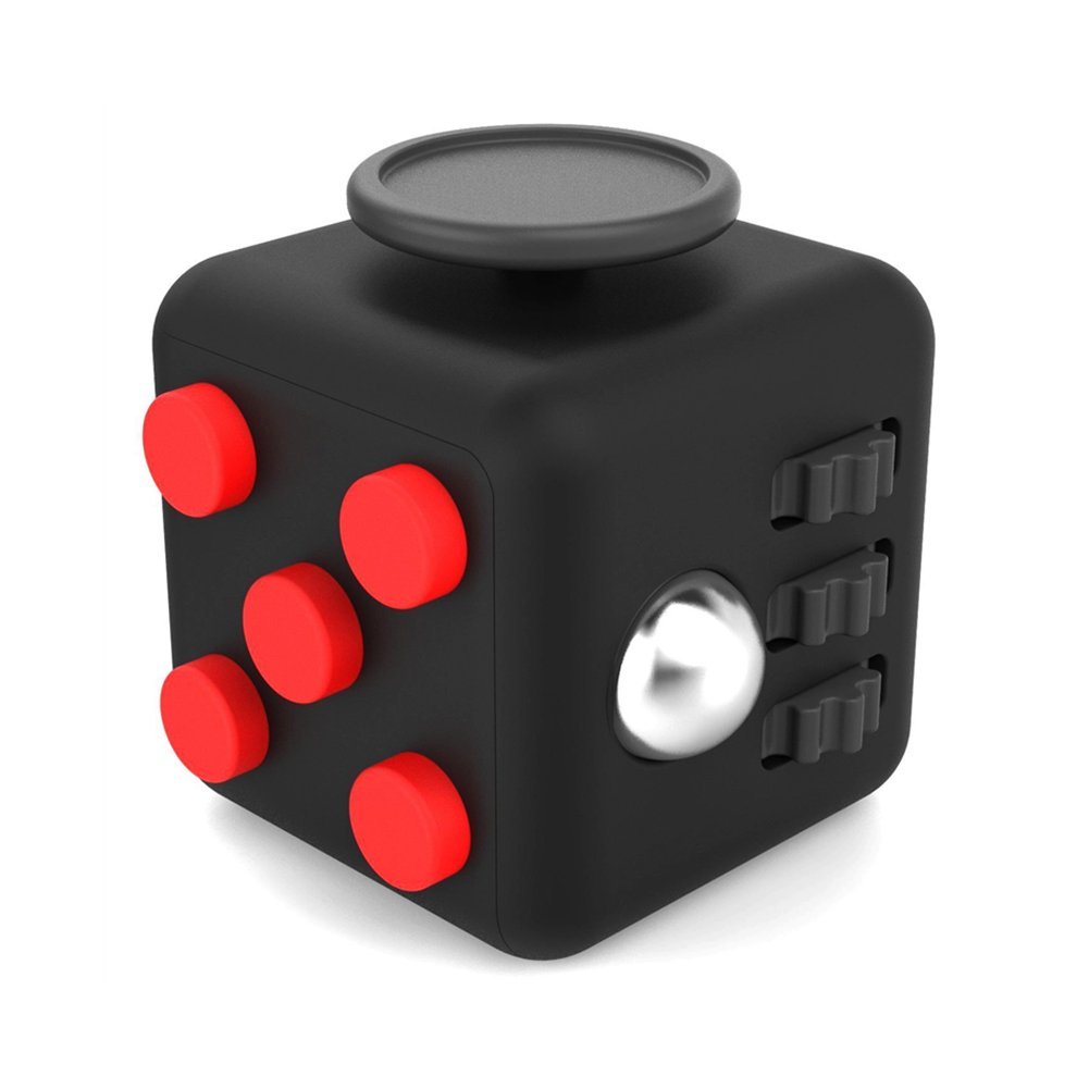 Amteker Fidget Cube Fidget Toy Anxiety Attention Stress Relief, and Break Nervous Habits for Children and Adults (Black and Red)