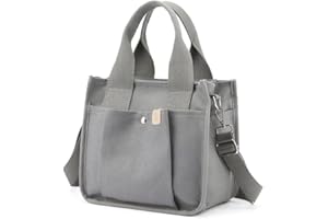 TUOBO Small Canvas Tote Bag with Zipper, 2023 Canvas Multi-Pocket Crossbody Bag Purse Top Handle Satchel Handbags