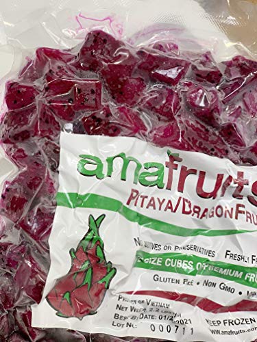 Amafruits Dragon Fruit / Pitaya Premium Frozen Bite Size Cubes