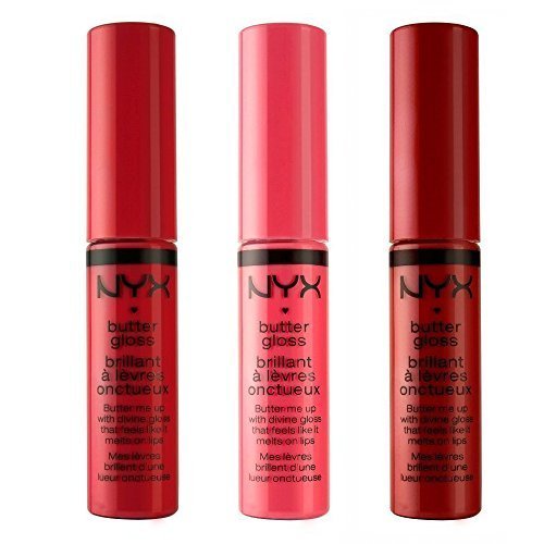 NYX Cosmetics Butter Lip Gloss, Cherry Pie, Cupcake & Red Velvet - Red Collection
