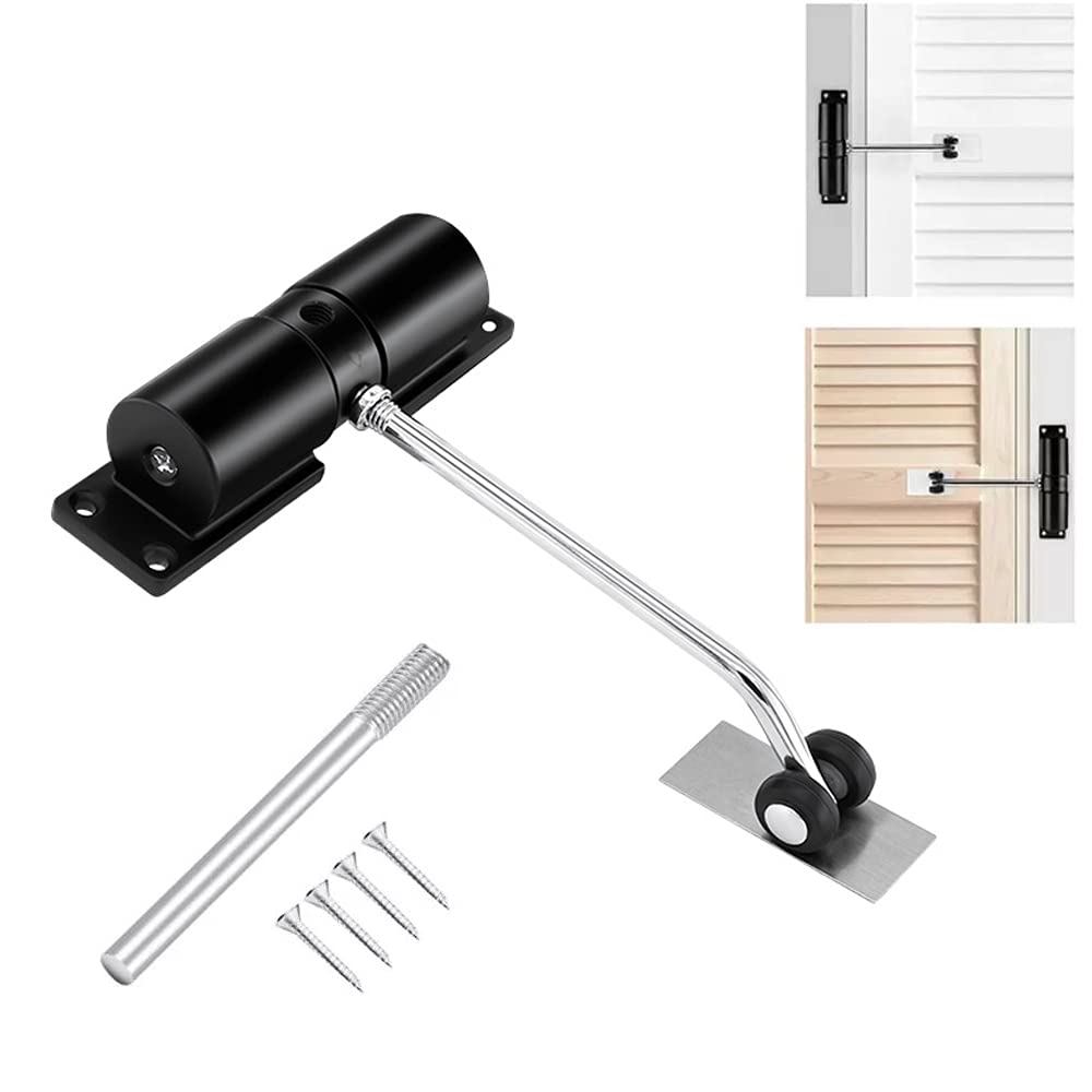 Automatic Spring Closer, Door Closers for Interior Door, Internal Automatic Door Closer, Stainless Steel Spring Door Closer, with Allen Key and Screws, for Automatic Door Closing (Black)