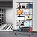 LANGRIA 6 Tier Wire Shelving Garage Shelving Storage Rack Metal Shelves, Heavy Duty Commercial Metal Wire Shelving Unit Black