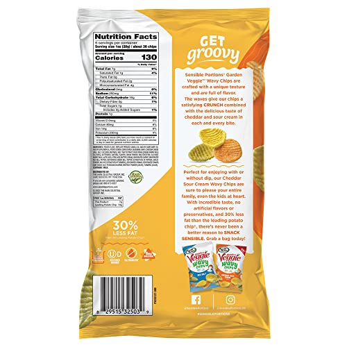SENSIBLE PORTIONS GARDEN VEGGIE WAVY CHEDDAR SOUR CREAM CHIPS, 6 OZ