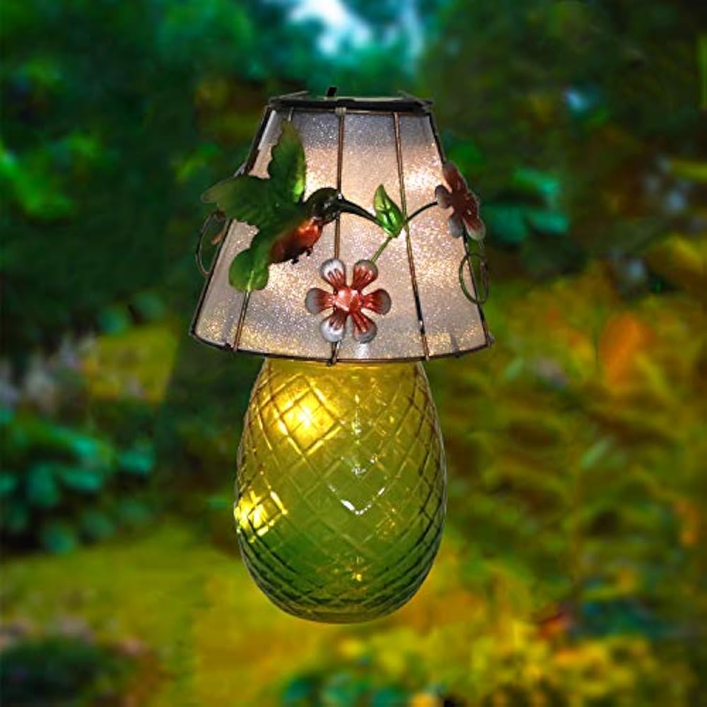 W-DIAN Pineapple Lantern Solar Lights Outdoor Garden Metal ...