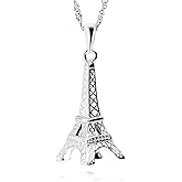 Gemschest Sterling Silver Eiffel Tower Pendant Necklace Paris Jewelry for Mom Women with 18" Silver Chain
