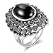 dnswez Marcasite Ring Black Diamond Vintage Statement Wedding Engagement Ring Platinum Plated intertwined Cable Wire Cross Rings for Men Women (13)
