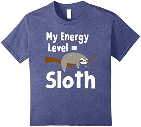Kids Lazy Sloth T-Shirt No Energy Fun Animal Shirt 8 Heather Blue