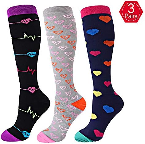 1/3 Pairs Compression Socks Women & Men 15-20 mmHg, Perfect Compression Stockings Nurse,Running, Maternity Pregrancy, Flight, Travel, Medical,Sport