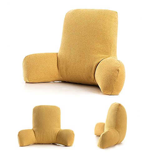 ZOEMO Bed Reading Pillow, Yellow Bed Rest Pillows with Arm Rests for