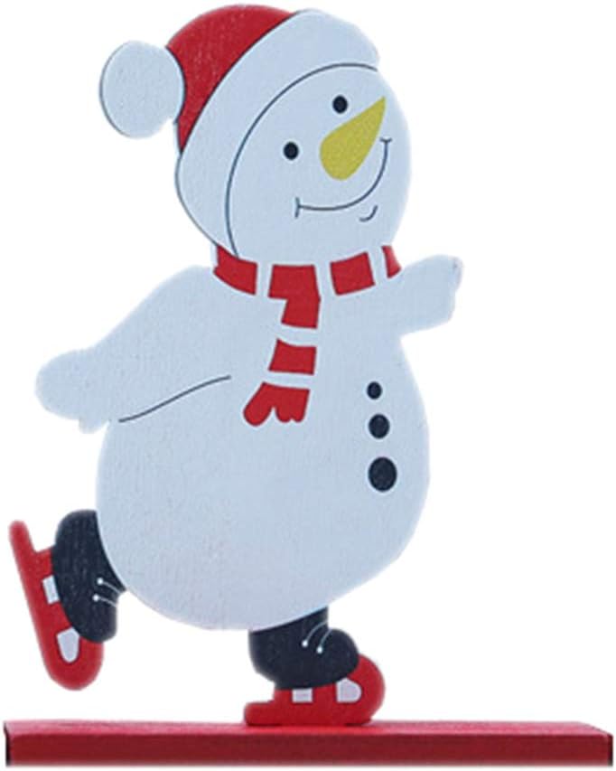 Yuanhaourty Wooden Christmas Ornaments Freestanding Santa Claus Snowman Deer Xmas Gift for Christmas Party Home Decorations